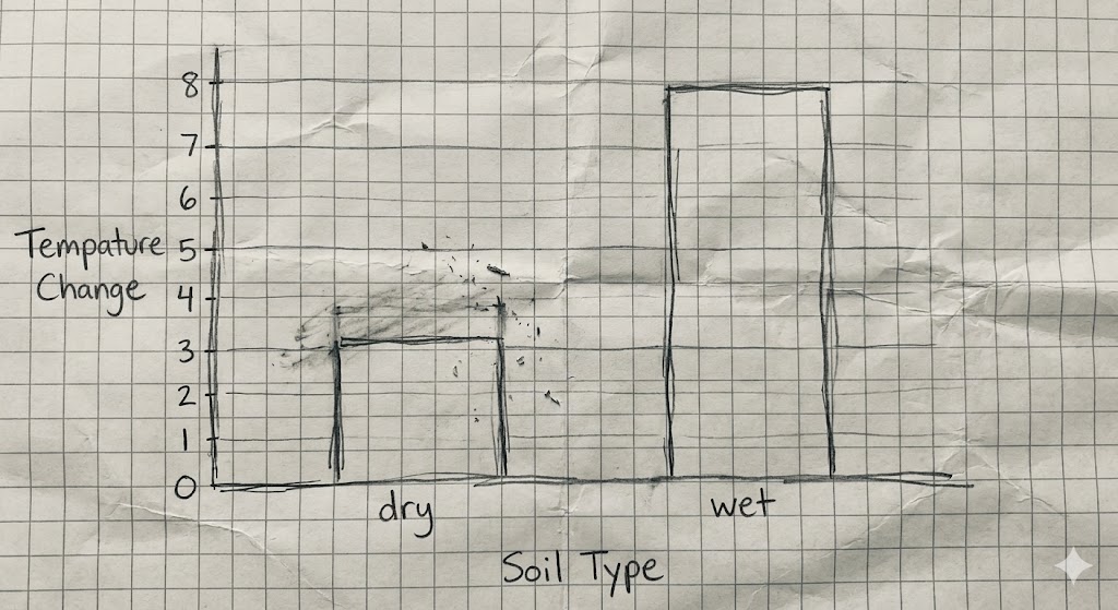 Hand-drawn bar graph on graph paper